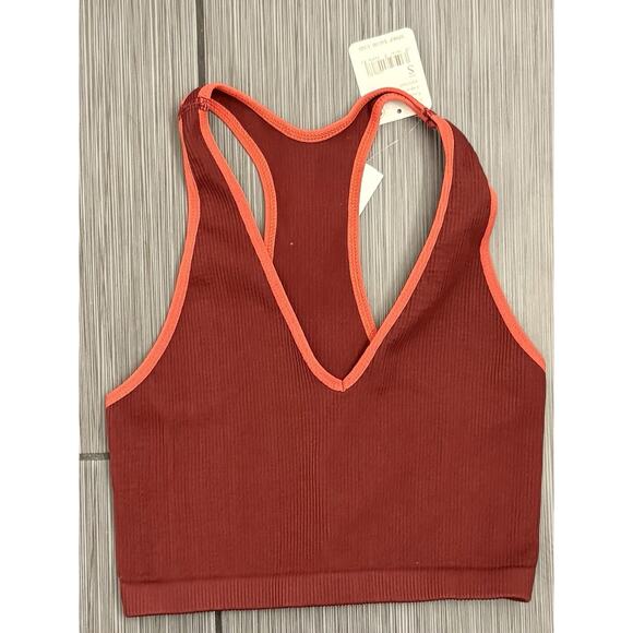 FP Movement By Free People Tipped Free Throw Ribbed Top Red Size Small NWT - Picture 1 of 8